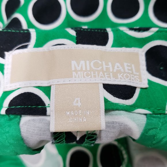 Michael Michael Kors Green, Black and White Circular Print Chino Shorts 4 - Picture 6 of 7